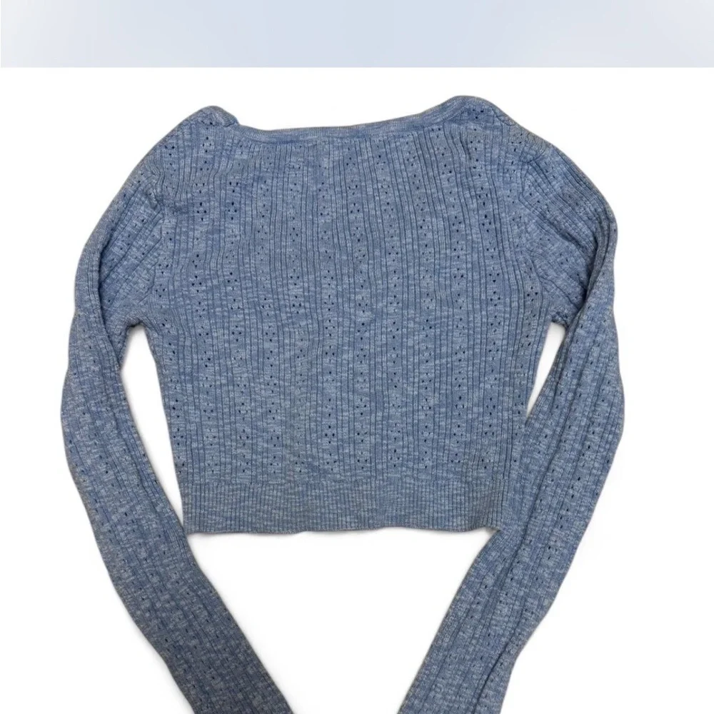 Blue Cropped Cardigan Sweater - Picture 2 of 3